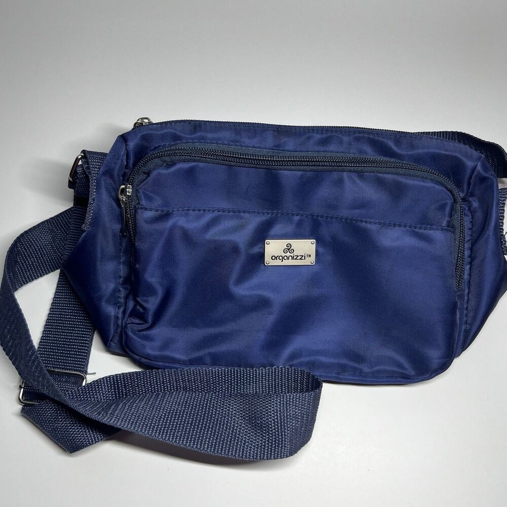 Organizzi Santa Barbara Navy Blue Nylon Crossbody Bag Purse Multi Pocket Travel